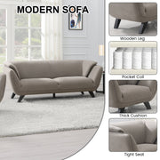 Dormily Modern Sofas for Living Room, 3 Pieces of Comfy Couch, Linen Sectional Couch Set with The Pocket Coils and High-Density Foam, Upholstered Sofa Set for Living Room, Apartment (Light Brown)