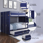 Dormily Full Over Full Metal Bunk Bed with Trundle Heavy Duty Metal Bunk Beds Frame with Ladder Convertible Bunk Bed with Safety Guard Rails, 3 in 1 Bunk Beds No Box Spring Needed