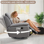 Dormily Recliner Chair for Adults, Ergonomic 270 Degree Swivel Power Recliner, Adjustable Modern Swivel Chair with Thick Seat Cushion and Backrest for Living Room, Bedroom, Nursery (Light Grey)