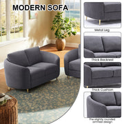 Dormily Modern Sofas for Living Room, 3 Pieces of Comfy Couch, Linen Sectional Couch Set with Gold Legs-Grey and Plush seat, Upholstered Sofa Set for Living Room, Apartment and Office(Night Sky Grey)