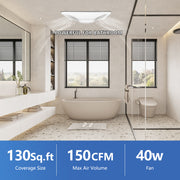 Awoco Bathroom Exhaust Fan 150 LED, Powerful CFM, Ultra-Quiet Sone, Bathroom Ceiling Fan with duct size variation, ETL Certified Ventilation Fan