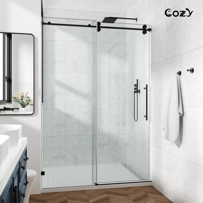 COZY 48" x 76" Frameless Sliding Shower Door | 3/8" Tempered Glass