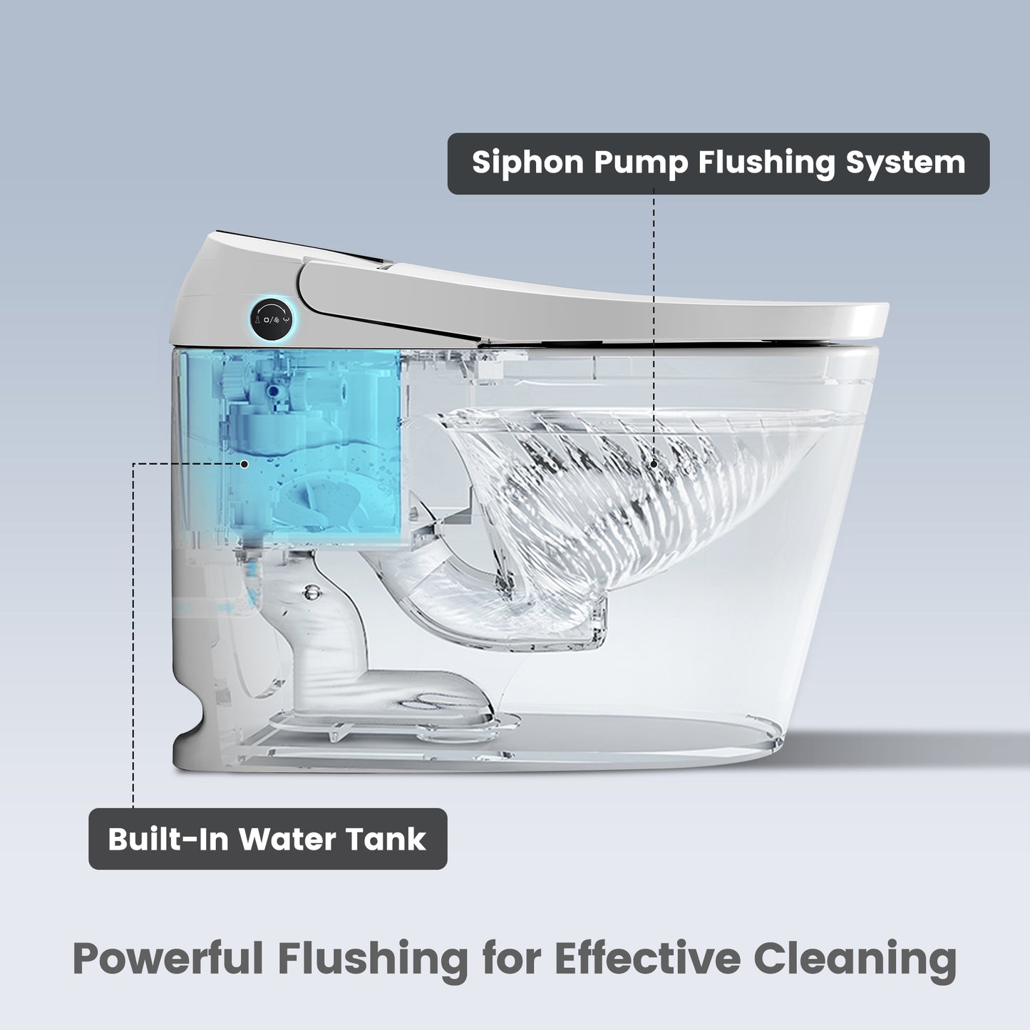 Awoco Smart Toilet with Bidet, One Piece Bidet Toilet with Heated Seat, Auto Open & Close Lid, Foot Sensor Flush, Warm Water Wash & Dryer, Wireless Remote, LED Display