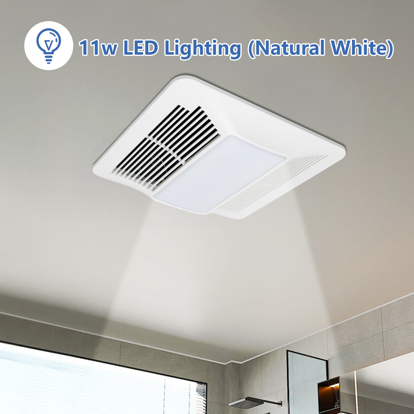 Awoco Bathroom Exhaust Fan 120 LED, Powerful CFM, Ultra-Quiet Sone, Bathroom Ceiling Fan with duct size variation, ETL Certified Ventilation Fan