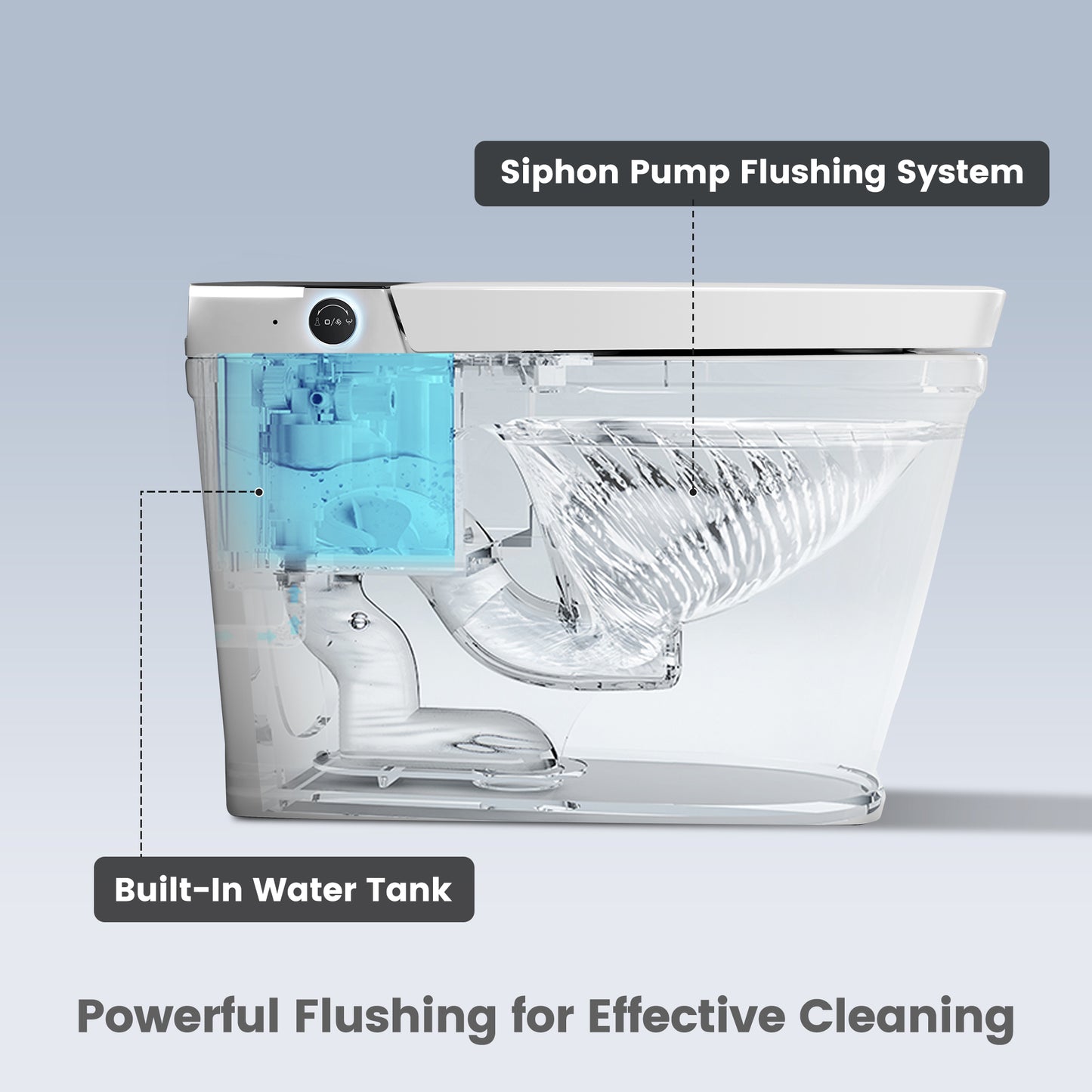 Awoco Smart Bidet Toilet, Smart Bidet with Toilet Built in, Heated Seat, Auto Open & Close Lid Seat, Foot Sensor Operation, Auto Flush, Warm Water & Dryer, Remote Control, LED Display