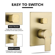 Rbrohant Wall-Mounted Rain Shower System with Pressure Balance Valve - Brushed Nickel, CEC Certified, 10" Rainfall Showerhead with Handheld Spray