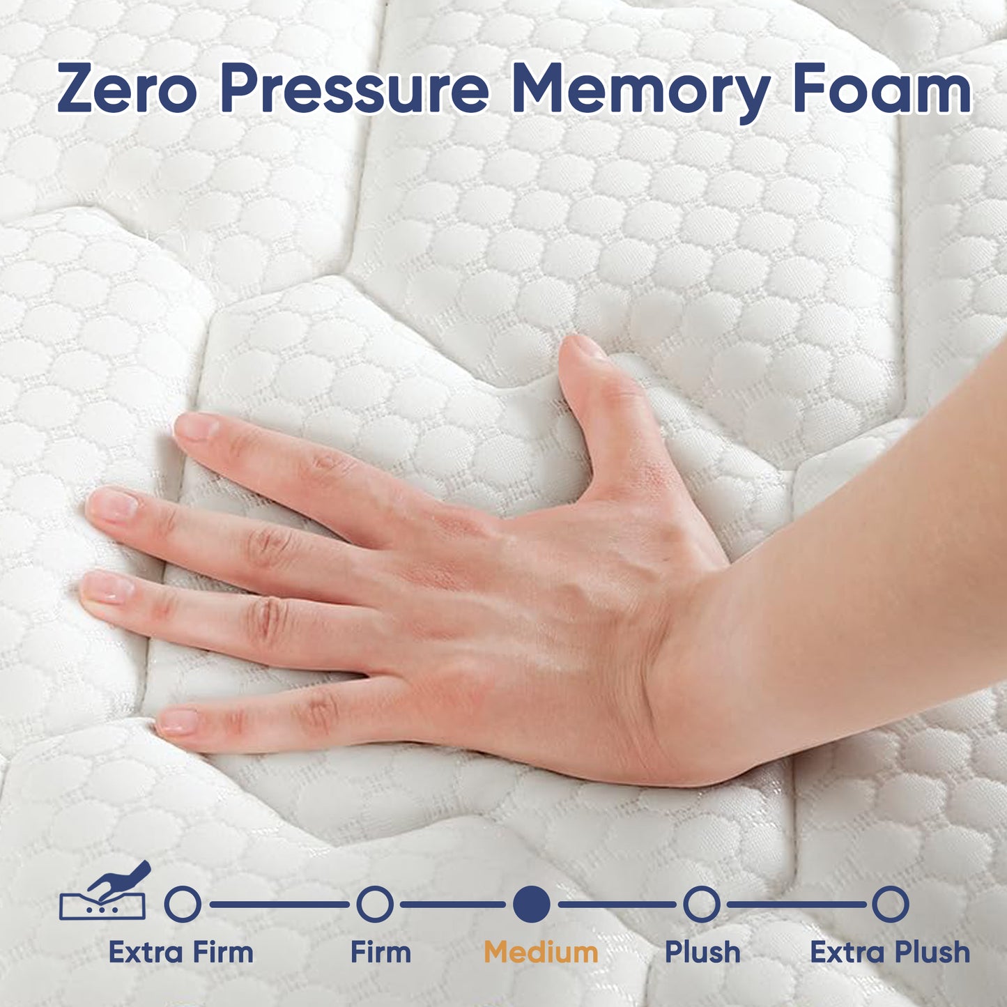 AirYoung Queen Mattress - Midium Firm, Hybrid Mattress with Zero Pressure Memory Foam & 5-Zone Pocketed Coils for Pressure Relief, Motion isolation, CertiPUR-US Certified