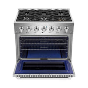 Awoco 36” Freestanding 6 Burners Range with 4.5 cu ft. Convection Oven and 2 Racks (Liquid Propane)