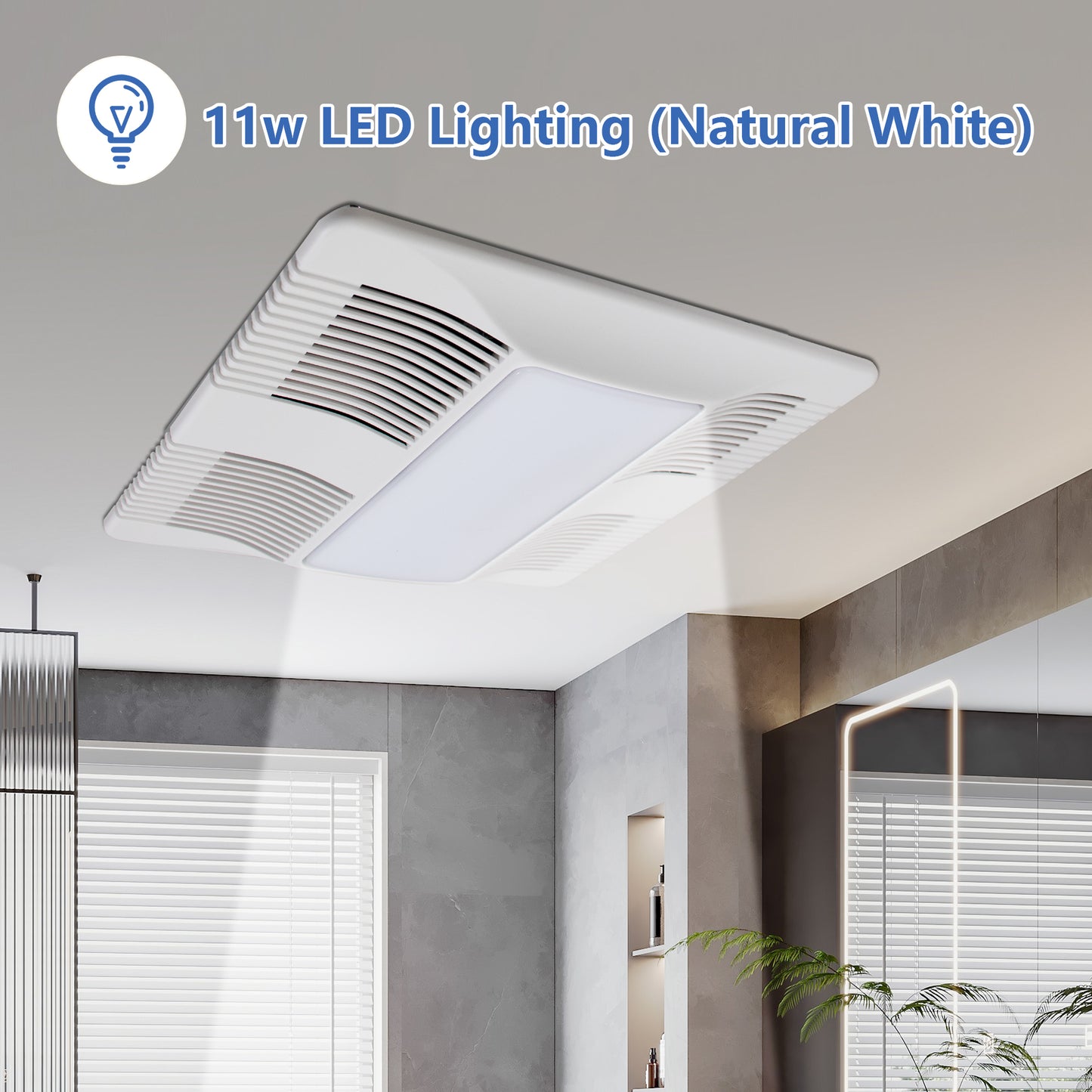 Awoco 浴室排气扇 120 LED，强劲风量，超静音，浴室吊扇，多种风管尺寸可选，ETL认证通风扇