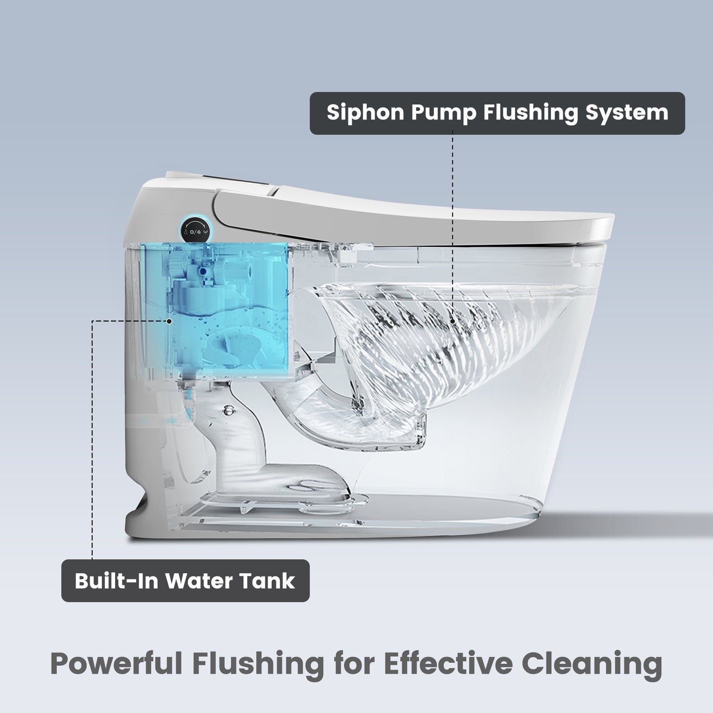 Awoco Smart Toilet with Bidet, Smart Bidet Toilet with Heated Seat, Auto Open Close, Foot Sensor, Auto Flush, Warm Water & Dryer, Remote Control, Digital Display, One Piece Toilet with Tank