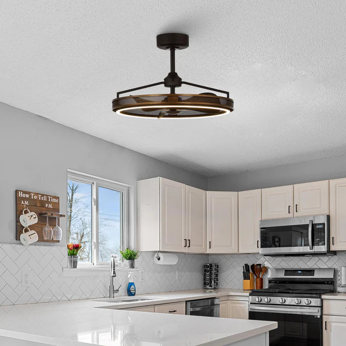 27" Jarpur Industrial Ceiling Fan - LED Lighting, Remote Control, Downrod Mount