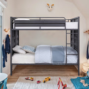 Dormily Full Over Full Metal Bunk Bed with Sturdy Guard Rail, Heavy Duty Full Size Metal Bunk Beds Frame with Ladder, Industrial Bunk Beds, No Box Spring Needed