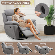 Dormily Recliner Chair for Adults, Ergonomic 270 Degree Swivel Power Recliner, Adjustable Modern Swivel Chair with Thick Seat Cushion and Backrest for Living Room, Bedroom, Nursery (Light Grey)