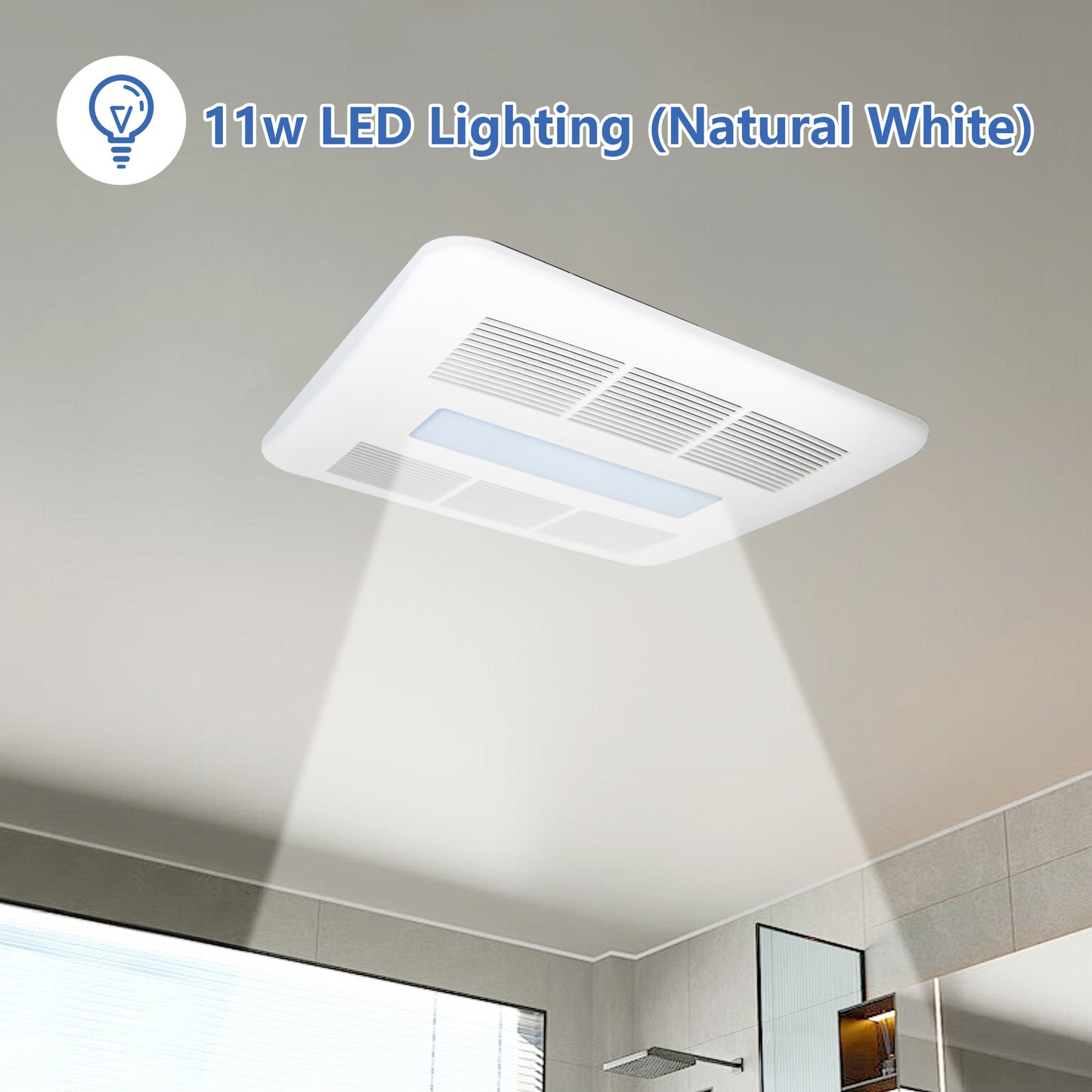 Awoco Bathroom Exhaust Fan 110 LED, Powerful CFM, Ultra-Quiet Sone, Bathroom Ceiling Fan with duct size variation, ETL Certified Ventilation Fan