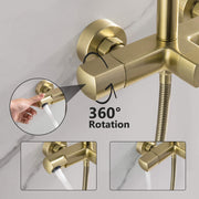 Rbrohant 3-Function Black Rain Shower System - High Pressure Rainfall Head, Handheld & Tub Spout, CEC Compliant