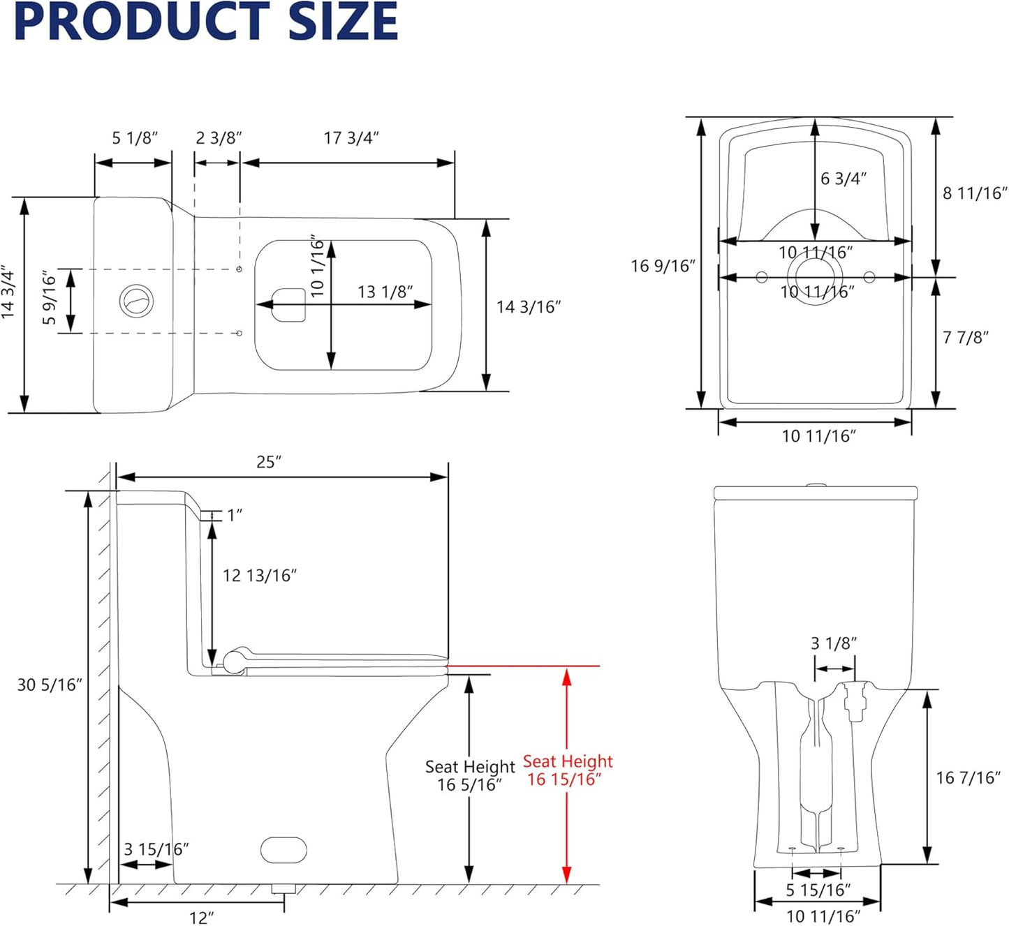 Tankless Smart Bidet Toilet - Auto Flush, Foot Sensor, Heated Seat, Warm Water & Air Dryer