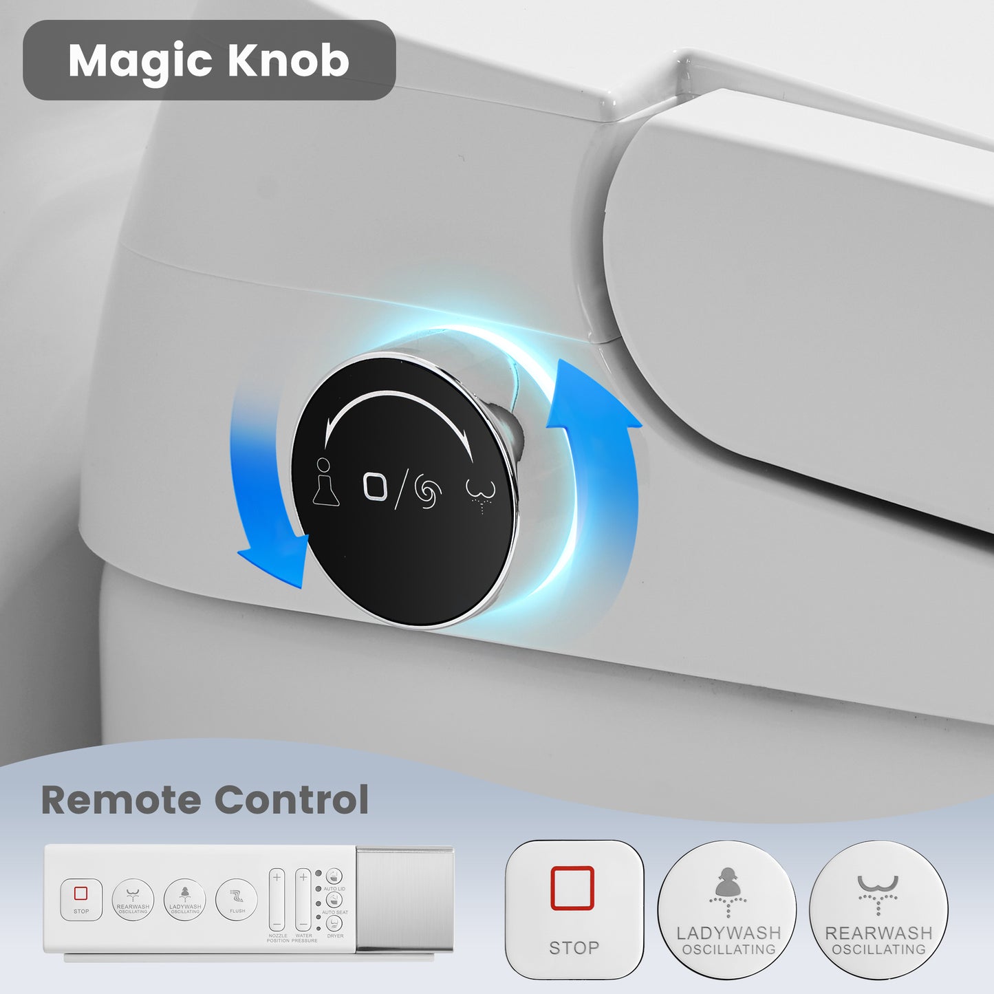 Awoco Smart Toilet with Bidet, One Piece Bidet Toilet with Heated Seat, Auto Open & Close Lid, Foot Sensor Flush, Warm Water Wash & Dryer, Wireless Remote, LED Display