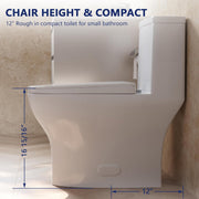 One-Piece Compact Elongated Toilet - Chair Height, Dual Flush 1000g MaP, Soft Close Seat, 12" Rough-In