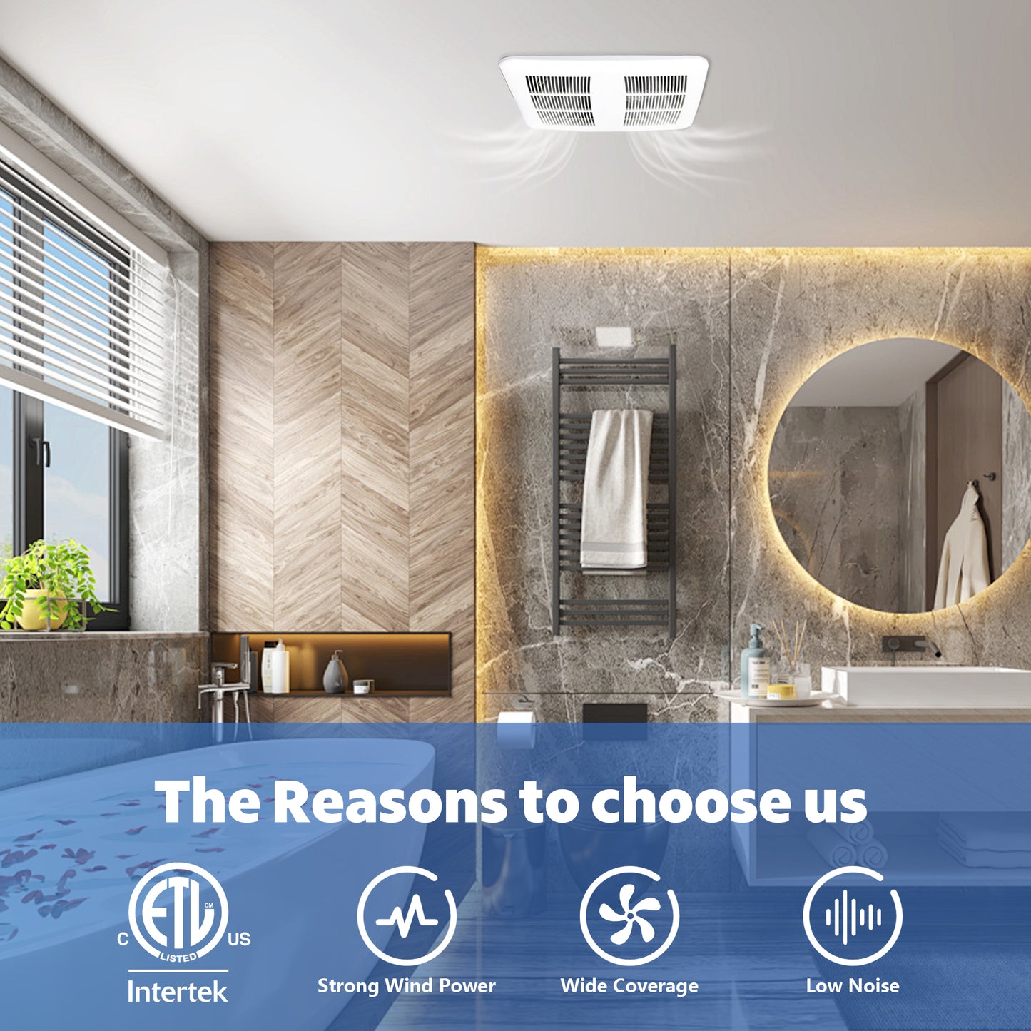 Awoco Bathroom Exhaust Fan 110 CFM, Powerful CFM, Ultra-Quiet Sone, Bathroom Ceiling Fan with duct size variation, ETL Certified Ventilation Fan