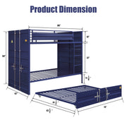 Dormily Twin Over Twin Metal Bunk Bed with Trundle, Twin Size Metal Bunk Beds Frame with Ladder Convertible Bunk Bed with Safety Guard Rails, 3 in 1 Bunk Beds No Box Spring Needed