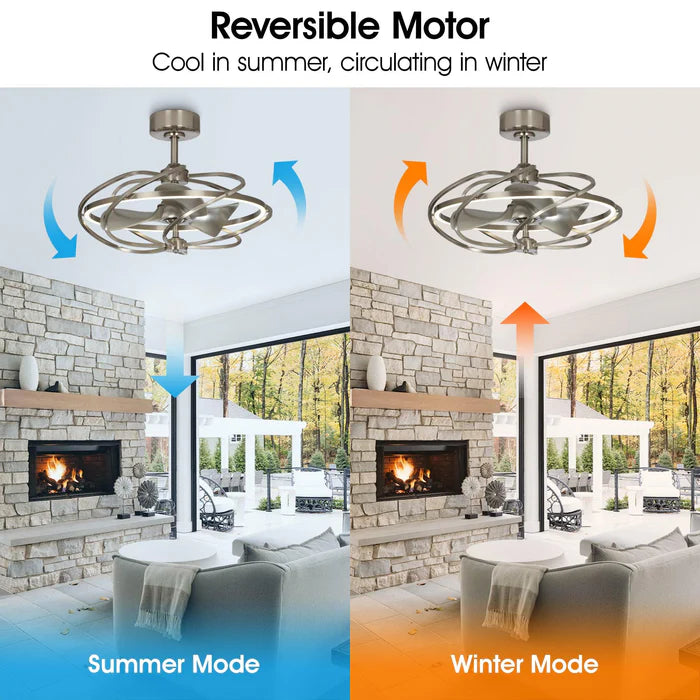 27" Bucholz Industrial Ceiling Fan - Brushed Nickel, DC Motor, Reversible