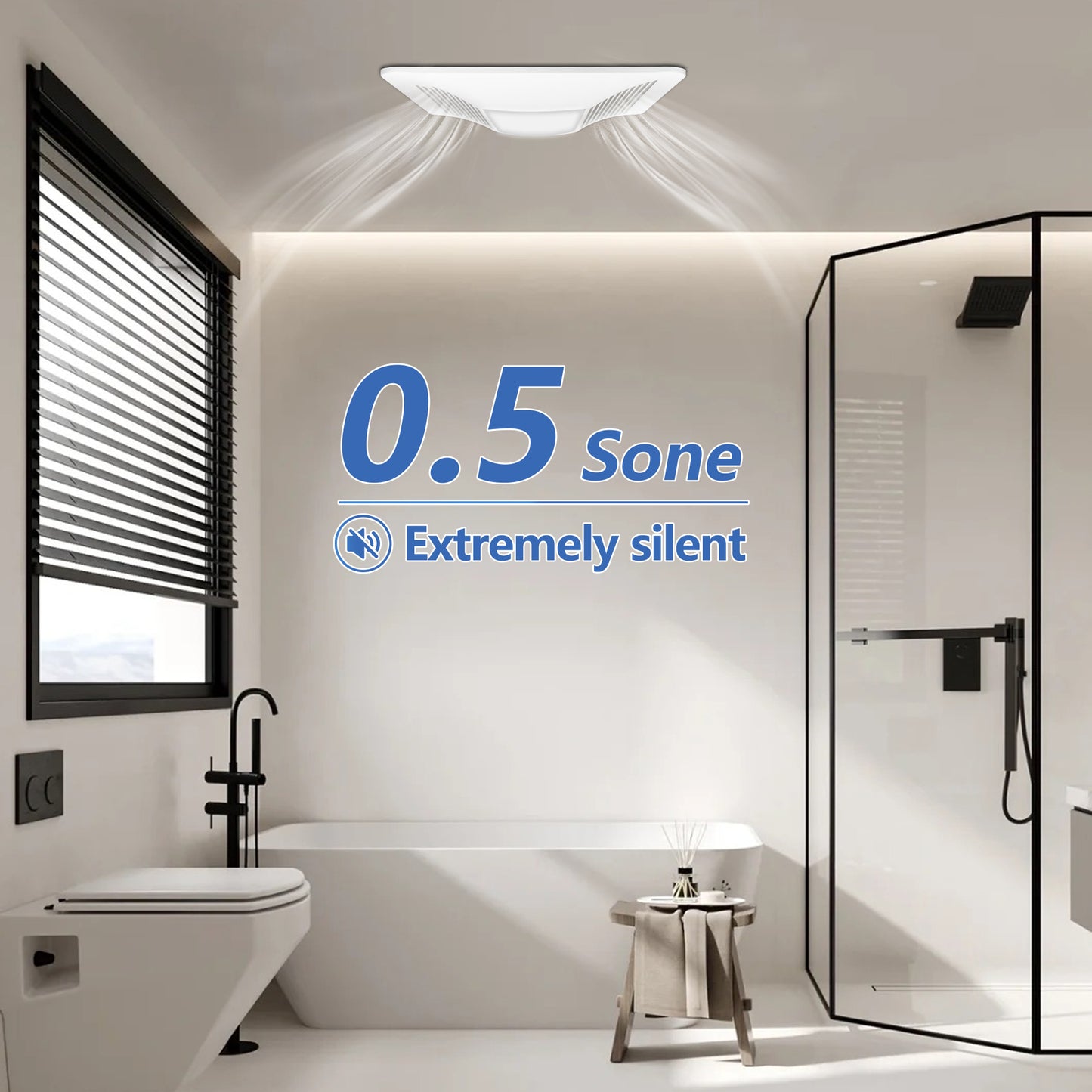 Awoco Bathroom Exhaust Fan 150 LED, Powerful CFM, Ultra-Quiet Sone, Bathroom Ceiling Fan with duct size variation, ETL Certified Ventilation Fan