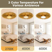 Golden Sunburst 2-Light Flush Mount Ceiling Light - Mid-Century Fixture