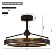 27" Jarpur Industrial Ceiling Fan - LED Lighting, Remote Control, Downrod Mount