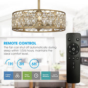 25" Crystal Fandelier - Modern Chandelier Ceiling Fan with LED Light & Remote