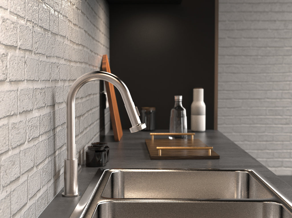 AA Faucet Pull-Down Stainless Steel Kitchen Faucet w/ Single Handle High Arc Sprayer (AR-D3411)