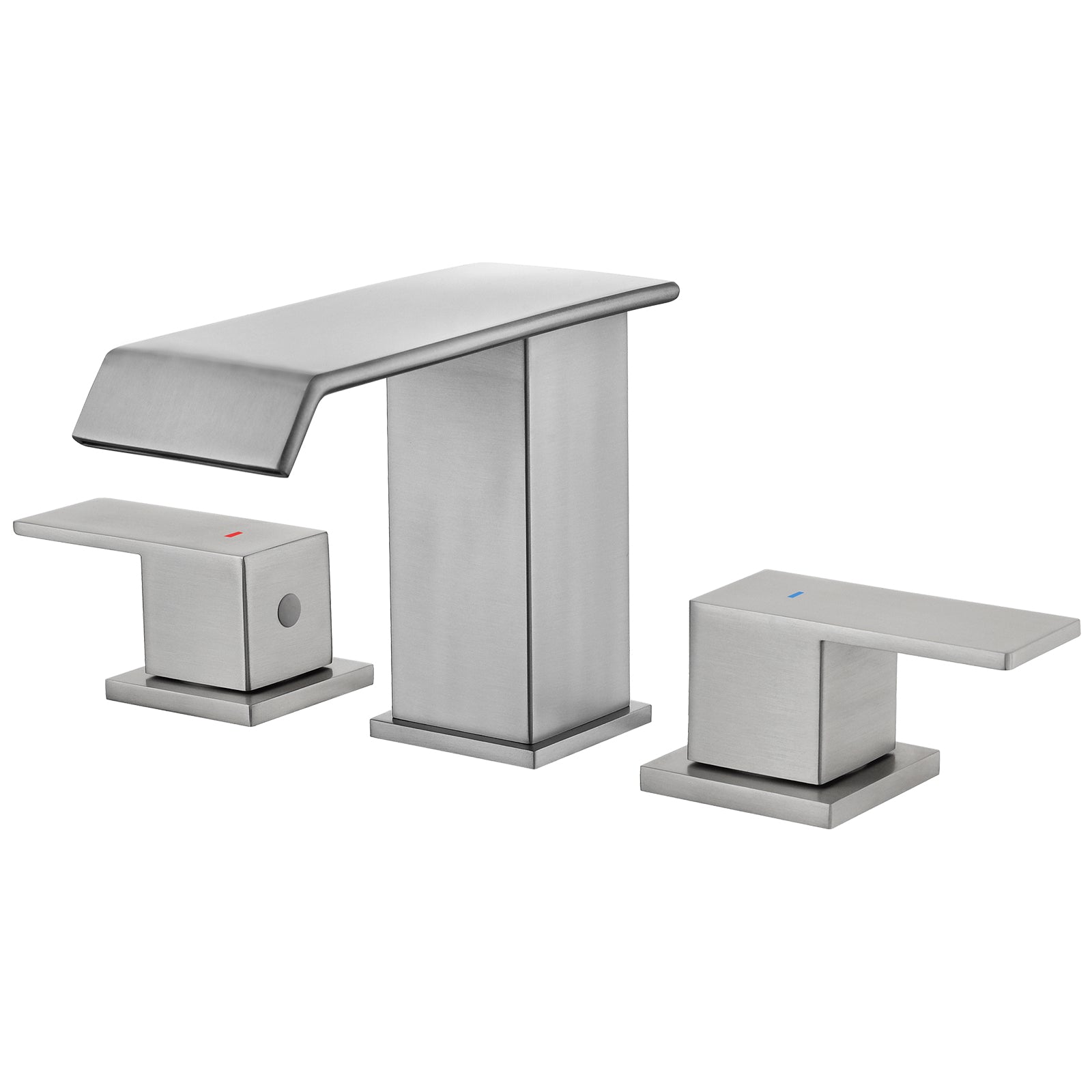 Leyso Waterfall Bathroom Faucet – Bathroom Sink Faucet Waterfall Spout 3-Hole Design with 2 Handles, Pop-Up Drain & Hot/Cold Hoses Included – Modern Vanity Sink Faucet for Restroom, RV