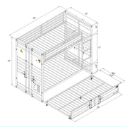 Dormily Twin Over Twin Metal Bunk Bed with Trundle, Twin Size Metal Bunk Beds Frame with Ladder Convertible Bunk Bed with Safety Guard Rails, 3 in 1 Bunk Beds No Box Spring Needed