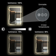 Awoco Black Framed Bathroom LED Mirror - Vanity Mirror with Backlit & Front Lit, Dimmable, Anti-Fog, Defog with Memory, Tempered Glass LED Mirror for Bathroom