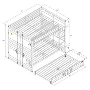 Dormily Full Over Full Metal Bunk Bed with Trundle Heavy Duty Metal Bunk Beds Frame with Ladder Convertible Bunk Bed with Safety Guard Rails, 3 in 1 Bunk Beds No Box Spring Needed