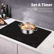 Awoco Ceramic Cooktop, Electric Stove with Multiple Burners with hard wire, 9 Power Levels Digital Timer Child Lock, Residual Heat Indicator, Automatic Shut-Off Easy Clean Touch Panel, 220-240V