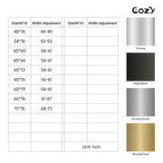 COZY 54" x 72" Frameless Sliding Shower Door | 3/8" Tempered Glass