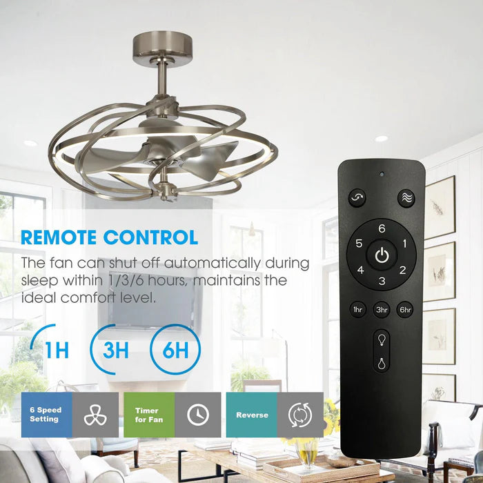 27" Bucholz Industrial Ceiling Fan - Brushed Nickel, DC Motor, Reversible