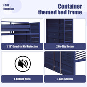 Dormily Twin Over Twin Metal Bunk Bed with Trundle, Twin Size Metal Bunk Beds Frame with Ladder Convertible Bunk Bed with Safety Guard Rails, 3 in 1 Bunk Beds No Box Spring Needed