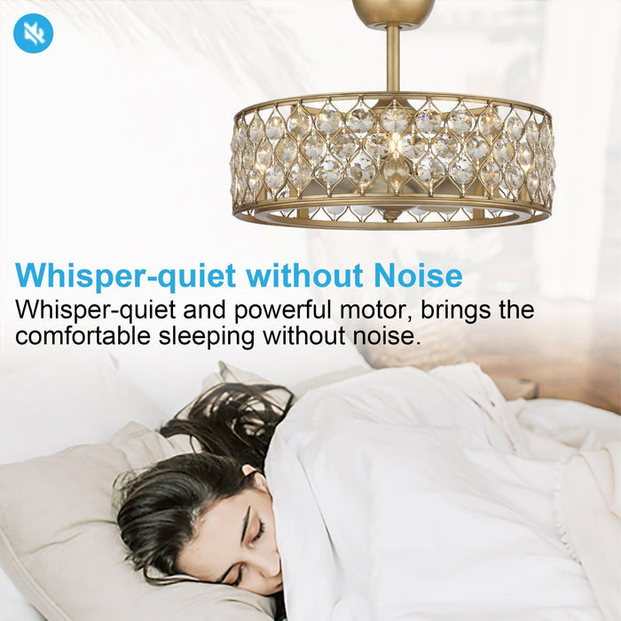 25" Crystal Fandelier - Modern Chandelier Ceiling Fan with LED Light & Remote