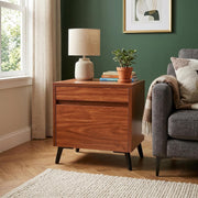 Dormily Hidden Storage Drawer Nightstand Bedside Table, Walnut