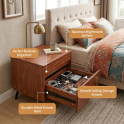 Dormily Hidden Storage Drawer Nightstand Bedside Table, Walnut