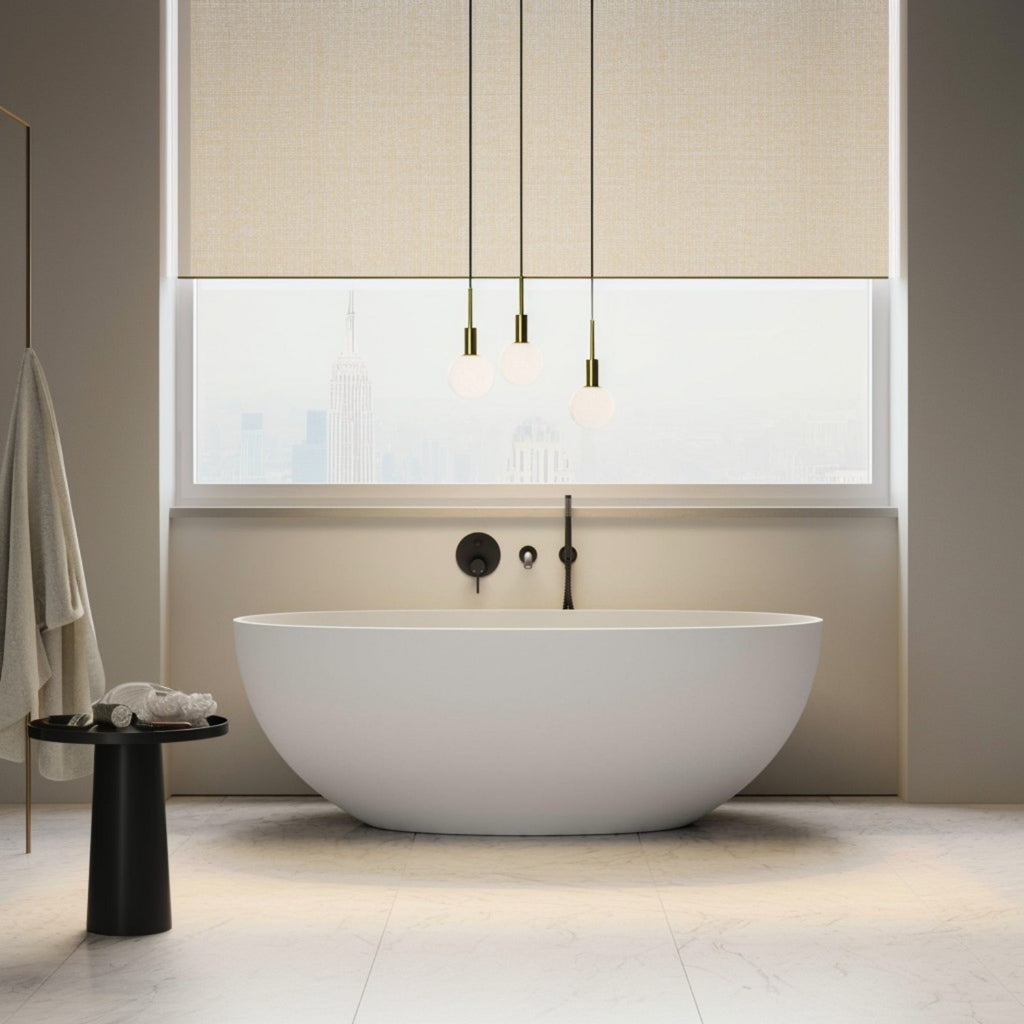 Rbrohant Solid Surface Freestanding Soaking Tub – Premium Stone Resin