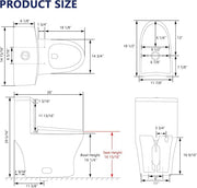 One-Piece Compact Elongated Toilet - Chair Height, Dual Flush 1000g MaP, Soft Close Seat, 12" Rough-In