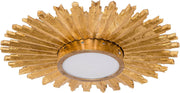 Golden Sunburst 2-Light Flush Mount Ceiling Light - Mid-Century Fixture