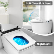 Awoco Smart Bidet Toilet, Smart Bidet with Toilet Built in, Heated Seat, Auto Open & Close Lid Seat, Foot Sensor Operation, Auto Flush, Warm Water & Dryer, Remote Control, LED Display