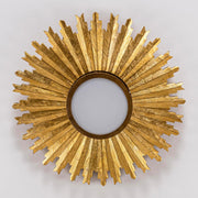 Golden Sunburst 2-Light Flush Mount Ceiling Light - Mid-Century Fixture