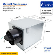Awoco 6” Vent Make-Up Air (MUA) System 3 Speeds 100 CFM with MERV13 Filter, Energy Saving HVI Certified
