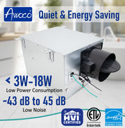 Awoco 6英寸通风补风（MUA）系统，3速100 CFM，带MERV13过滤器，节能HVI认证