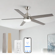 52" Vaczon Otis LED Ceiling Fan - App & Remote Control, Downrod Mount