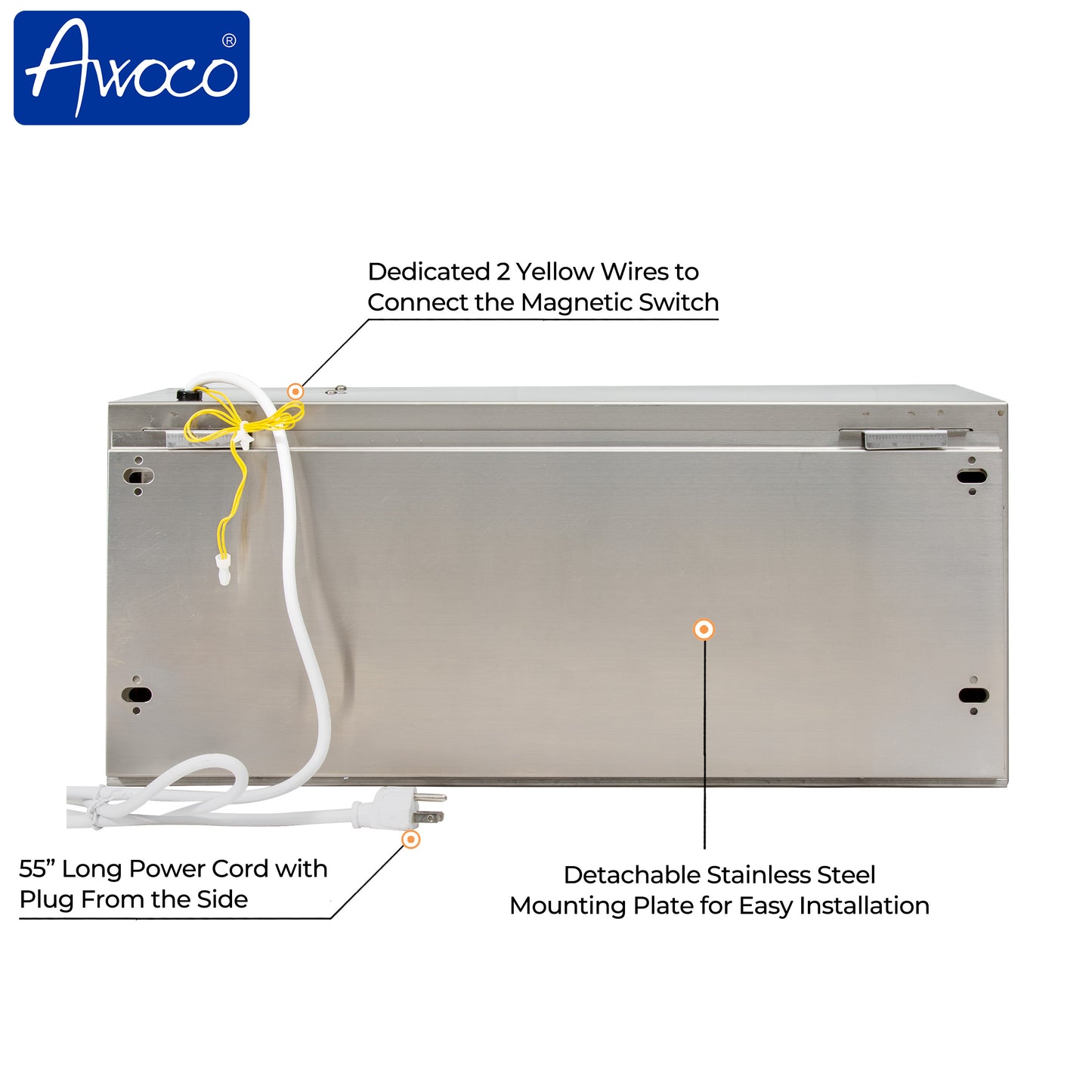 Awoco FM15-SS Stainless Steel Super Power 2 Speeds 800 CFM Commercial Indoor Air Curtain, CE Certified 120V Unheated with an Easy-Install Magnetic Door Switch